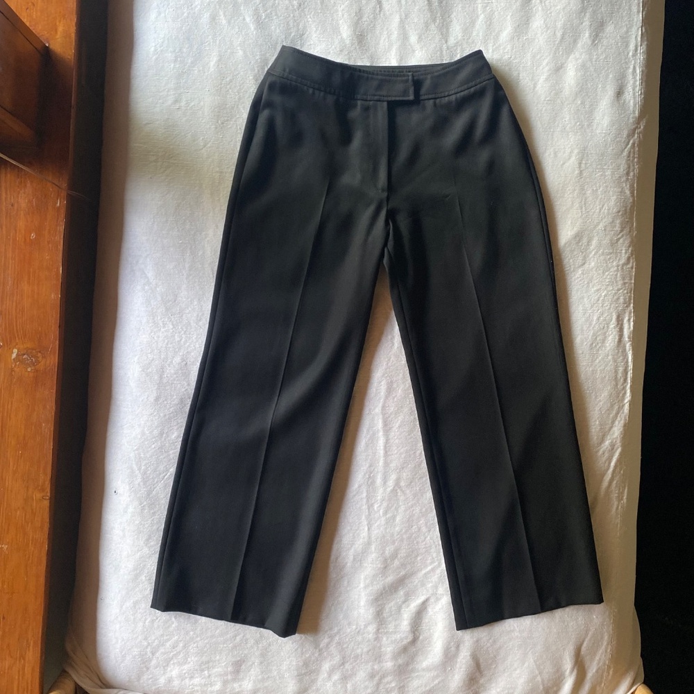 Burberry London Black Wide Leg Dress Pants W's Sz 10 Classic Mob Wife Basic Wool